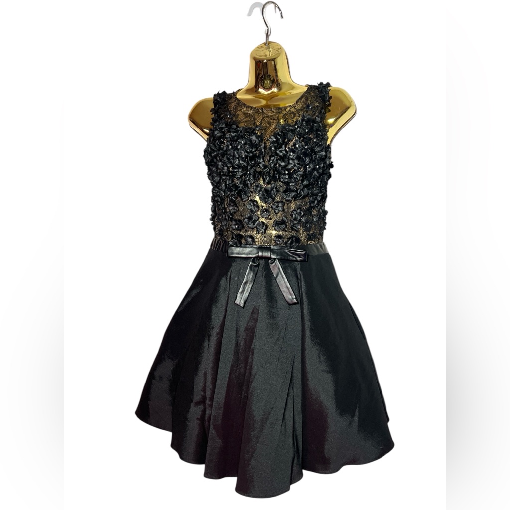 Jovani Black Lace Dress With Floral Accents